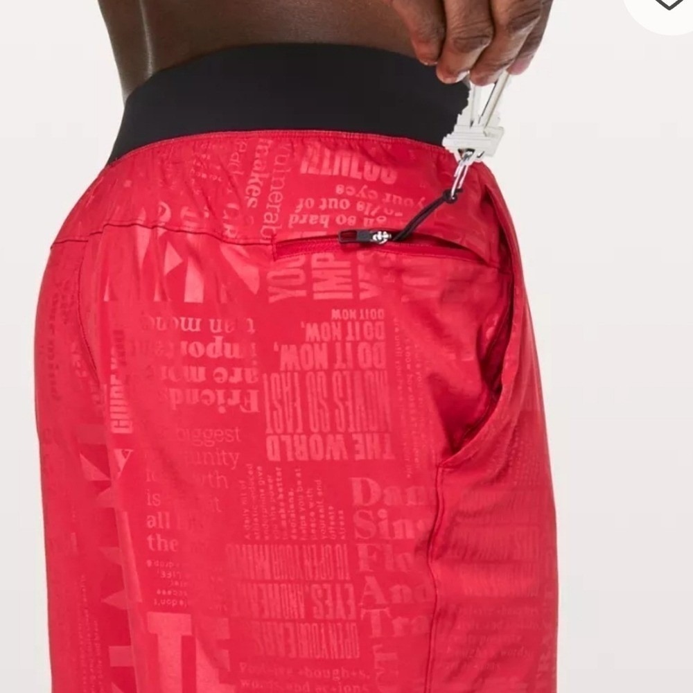 Lululemon Athletica Mens T.H.E. Short 20th Anniversary Red Pull-on Logo Medium - Picture 5 of 11